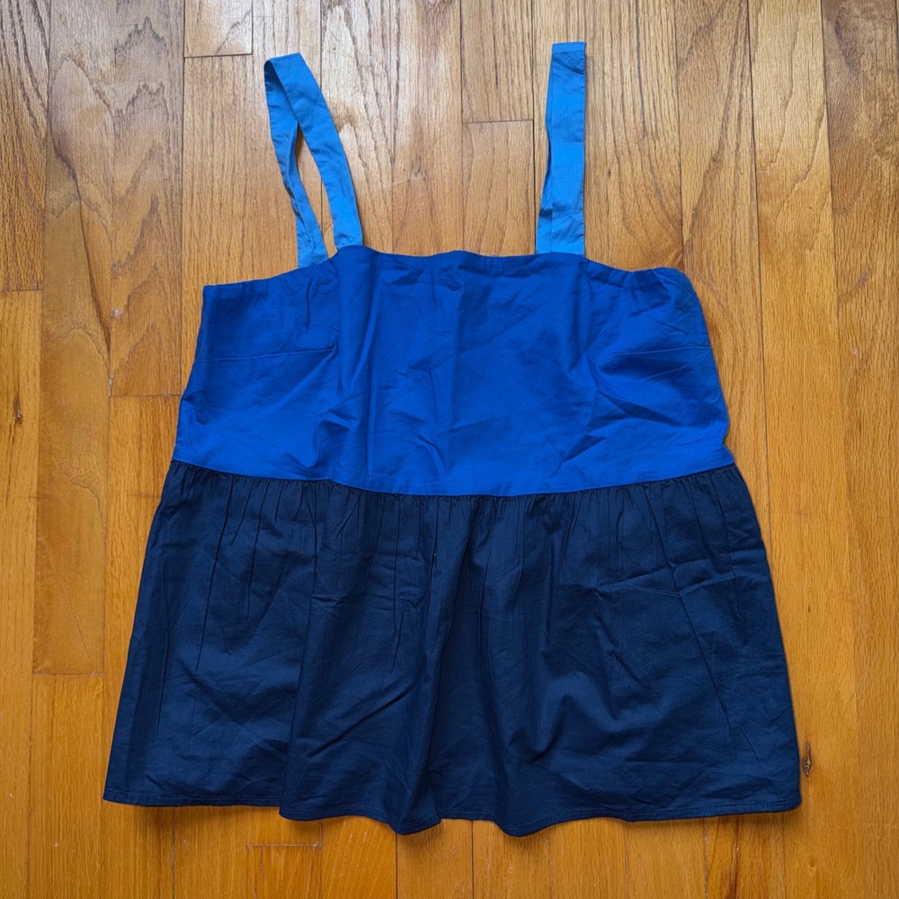 LOFT Colorblock Peplum Cami‎ Top Blue Navy Sleeveless Cotton Modal 4 NEW